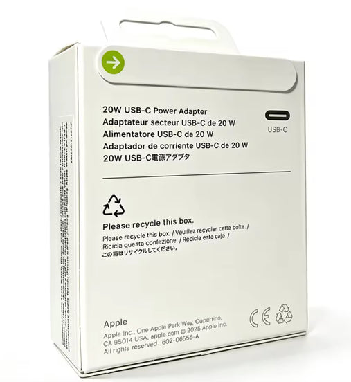 Cargador Original Apple 20W USB-C de Carga Rápida para iPhone y iPad